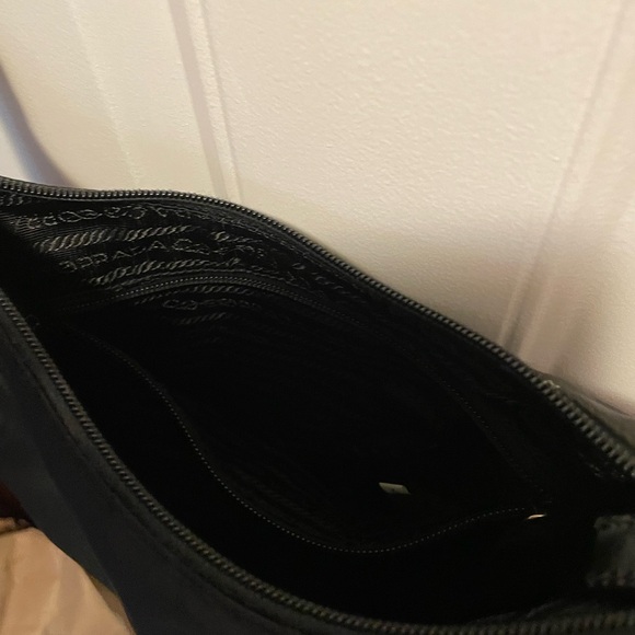 Auth RARE PRADA vintage Tessuto Black leather trim Shoulder Bag with COA clean! - Picture 15 of 17